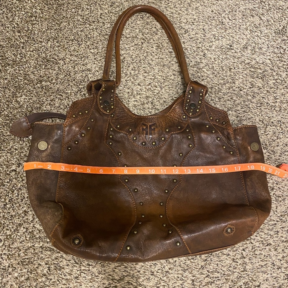 Frye Rich Brown Leather Studded Shoulder Bag - Picture 9 of 11
